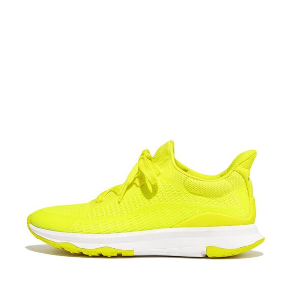 FitFlop Womens VITAMIN FFX Sports Sneakers US 7 Yellow Glow-in-the-Dark Knit NIB - Picture 3 of 13